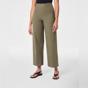 SPANX® Stretch Twill Cropped Wide Leg Pant Olive